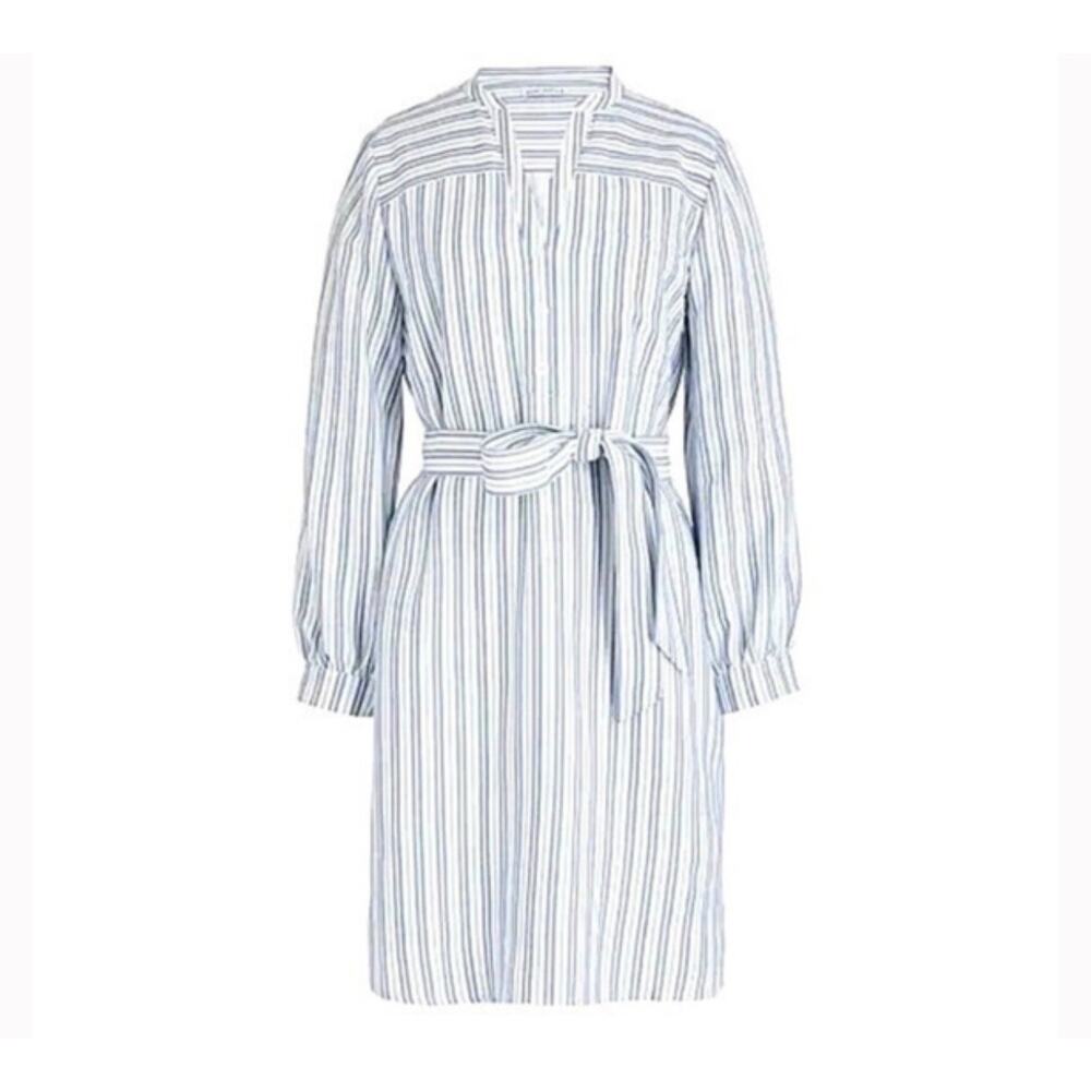 J. Crew Mercantile Textured stripe shirt-dress White Blue Stripe Size S L2370
